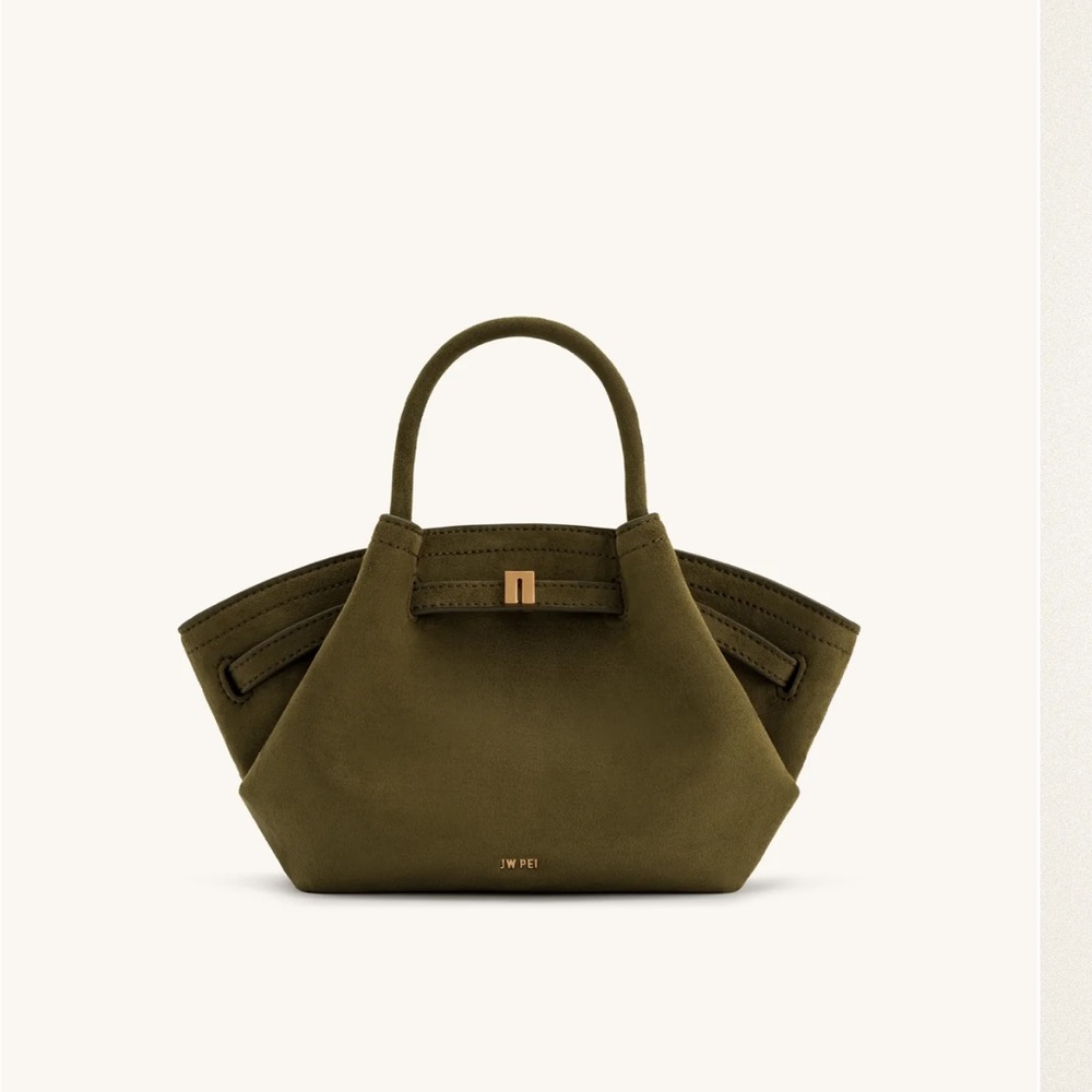 HANA MINI FAUX SUEDE TOTE BAG - DARK OLIVE